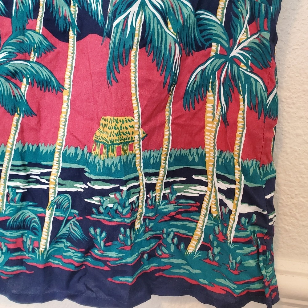 Reyn Spooner Tahiti by the Sea Swing Tank Top Dress Blues Tropical Palm M NEW - Picture 2 of 15